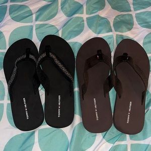 Selling together, Tommy Hilfiger flip flops. Size 8. Smoke free, pet free home.